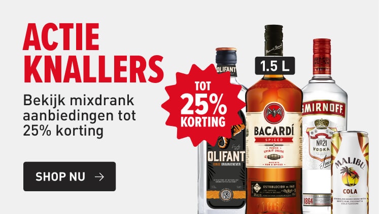 Actieknallers: sterke dranken met korting tot 25%